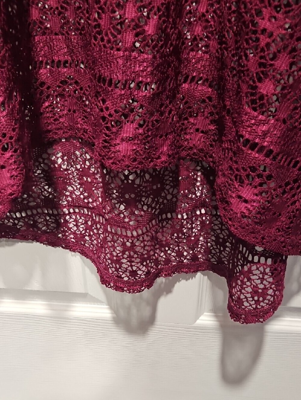 Cato Open-Weave Crochet Top in Berry - Picture 5 of 5